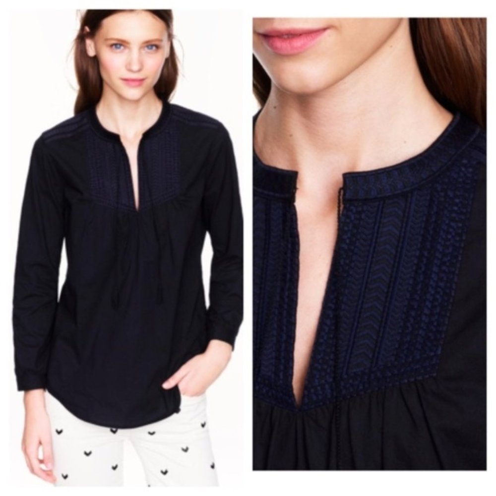 J. Crew Embroidered Bib Peasant Top 6